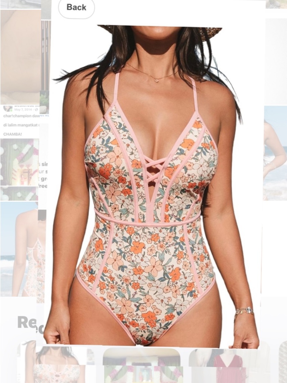 Cupshe Pink Floral One-Piece Swimsuit